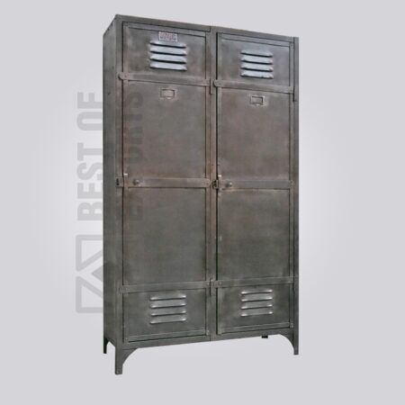 Distressed Finish Metal Wardrobe